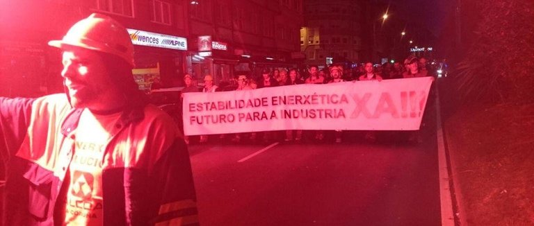 Manifestación de trabajadores de Alcoa